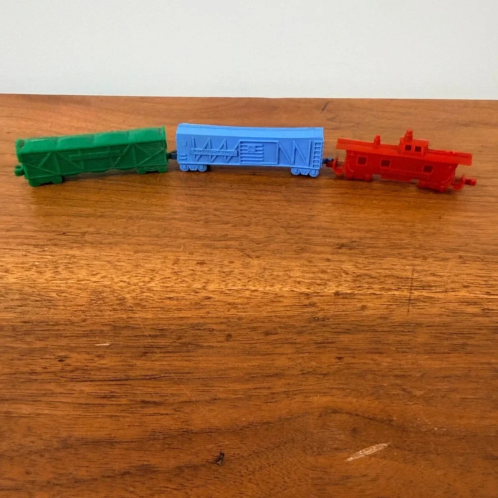 Vintage‎ Plastic Toy Trains Trolley Boats Cars Firetrucks Trucks Lot of 21